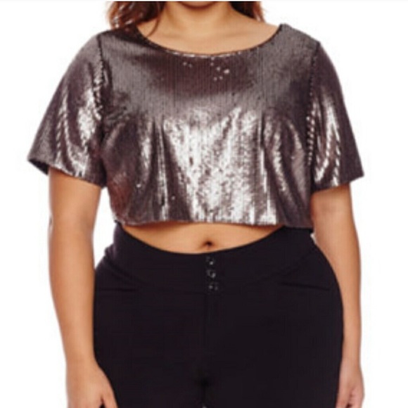 Ashley Nell Tipton Tops - NWT Ashley Nell Tipton Boutique sequin crop top 1X